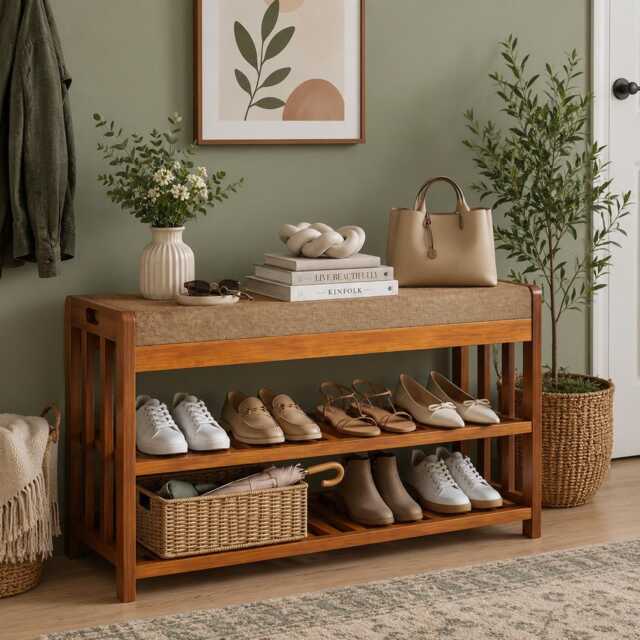 Wooden Shoe Storage Bench - image 1