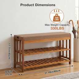 Wooden Shoe Storage Bench - thumbnail 4
