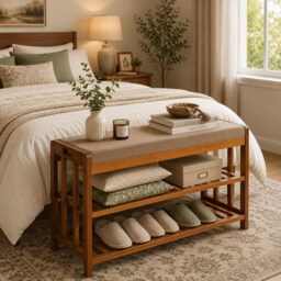 Wooden Shoe Storage Bench - thumbnail 2