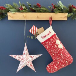 Personalised Red Christmas Stocking - Traditional Knitted Tree Decor - thumbnail 4