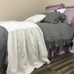 Cream Bed Scarf, Natural Linen Runner, The Enduring Chic Of The Shabby Bedding - thumbnail 4