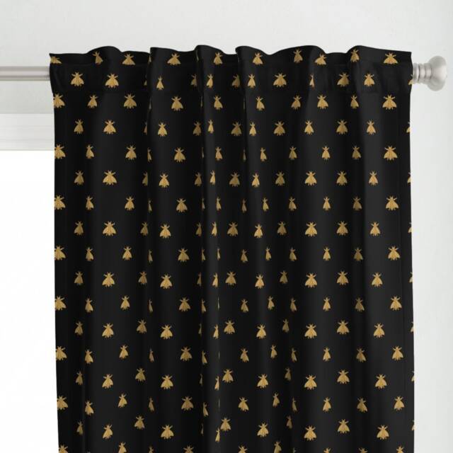 Napoleonic Bees Curtain Panel - French Gold Black Honeybee Antique Custom By Peacoquettedesigns - image 1
