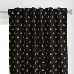 Napoleonic Bees Curtain Panel - French Gold Black Honeybee Antique Custom By Peacoquettedesigns