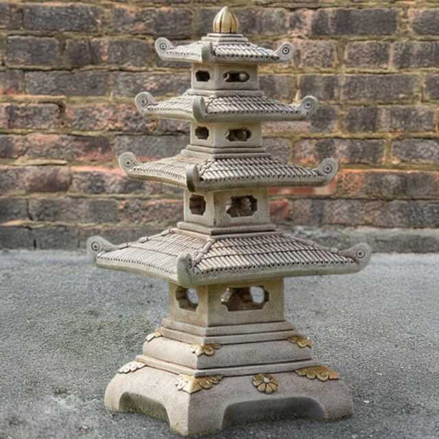 Chinese Pagoda Statue Zen Garden Sculpture Stone Lantern Figurine Outdoor Temple Yard Ornament Handmade Cement Asian Art Lover Gift - image 1