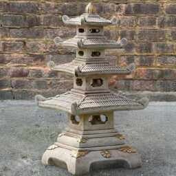 Chinese Pagoda Statue Zen Garden Sculpture Stone Lantern Figurine Outdoor Temple Yard Ornament Handmade Cement Asian Art Lover Gift - thumbnail 1