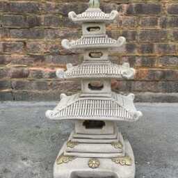 Chinese Pagoda Statue Zen Garden Sculpture Stone Lantern Figurine Outdoor Temple Yard Ornament Handmade Cement Asian Art Lover Gift - thumbnail 2