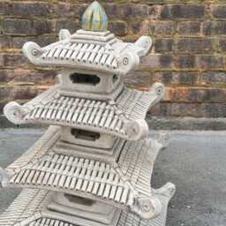 Chinese Pagoda Statue Zen Garden Sculpture Stone Lantern Figurine Outdoor Temple Yard Ornament Handmade Cement Asian Art Lover Gift - thumbnail 4