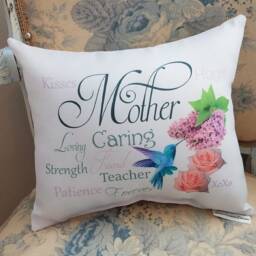 Sentimental Mother Gift Pillow, Special Mother's Day Gift, Pillow with Flowers & Hummingbird, For Mom, Christmas - thumbnail 3