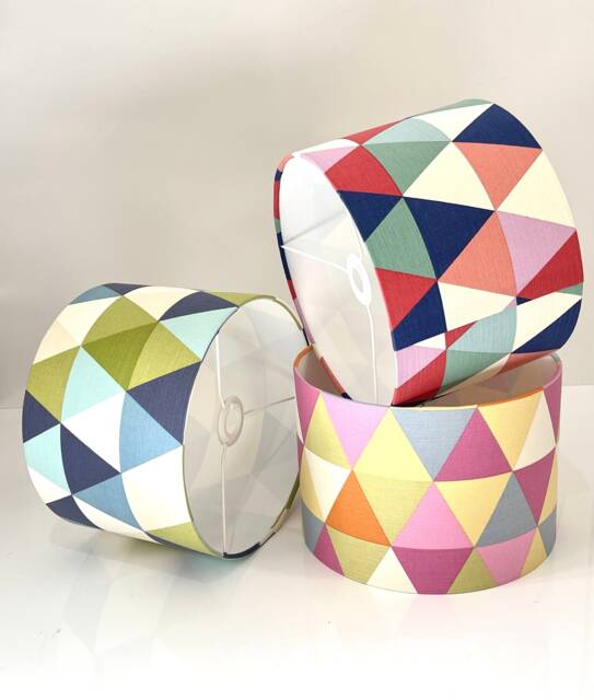 New Handmade Geometric Pattern Triangles Multicoloured Print Lamp Shade Pendant - image 1
