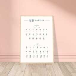Hangul Korean Alphabet Poster - Learn Letters Fast - Minimalist Language Learning Print Study Chart Wall Art - thumbnail 1