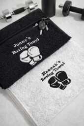 Personalised Boxing Towel With Zip Pocket - Custom Embroidered Personalized Gift For Him & Her
