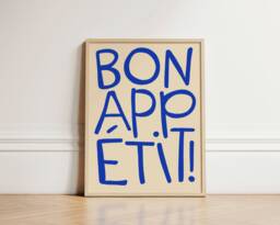 Bon Appetit Print, Kitchen Wall Art, Abstract Appetit, Poster, Dining Room, Typography Unframed - thumbnail 1