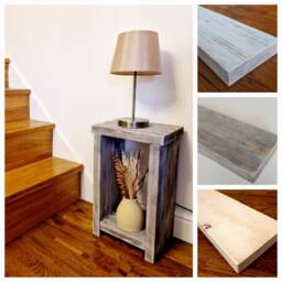 Rustic Wooden Lamp Table, Sofa Side Table Or Bedside Handmade Rustic Plant Stand, Grey Wash, White Wash Dark White - thumbnail 1