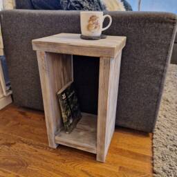 Rustic Wooden Lamp Table, Sofa Side Table Or Bedside Handmade Rustic Plant Stand, Grey Wash, White Wash Dark White - thumbnail 3
