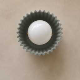 Small Syracuse - Ceramic Flush Mount Wall Sconce Handmade Minimalist Light Fixture in Fog Gray - thumbnail 3