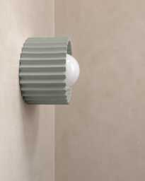 Small Syracuse - Ceramic Flush Mount Wall Sconce Handmade Minimalist Light Fixture in Fog Gray