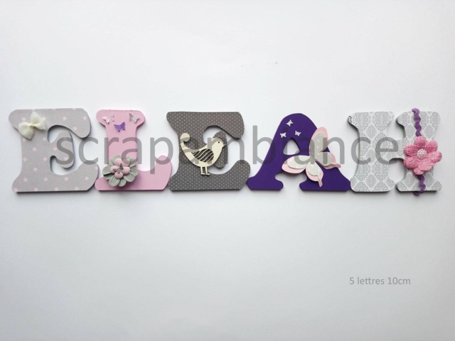 Wooden First Name Letters Door Plate Personalized Letter Name Flower Butterflies Theme