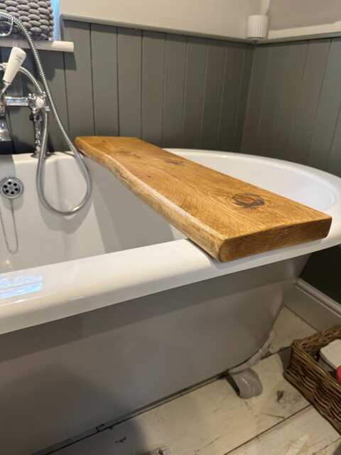 For??t Waney Live Edge Rustic Solid Wood Chunky Scaffold Simple Bath Shelf Caddy Rack Tray Vintage Reclaimed Handmade - image 1