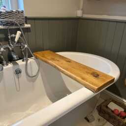 For??t Waney Live Edge Rustic Solid Wood Chunky Scaffold Simple Bath Shelf Caddy Rack Tray Vintage Reclaimed Handmade - thumbnail 3