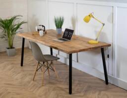 Rustic Desk Solid Wood, Industrial Reclaimed Style, Steel Round Pin Legs
