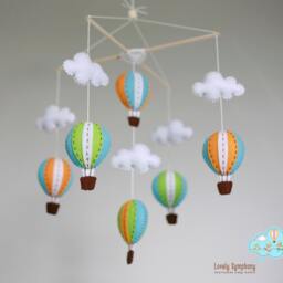 Handmade Hot Air Balloon Baby Mobile, Felt Nursery Decor - thumbnail 2