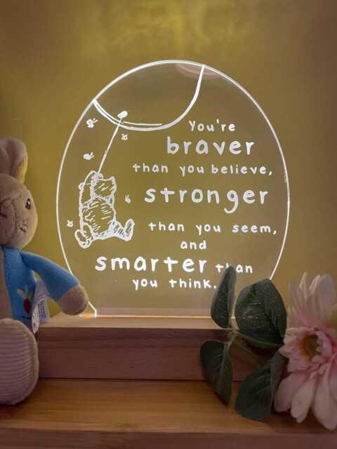 Wooden Light Winnie The Pooh Night Light Engraved Quote, Nursery Decor - image 1