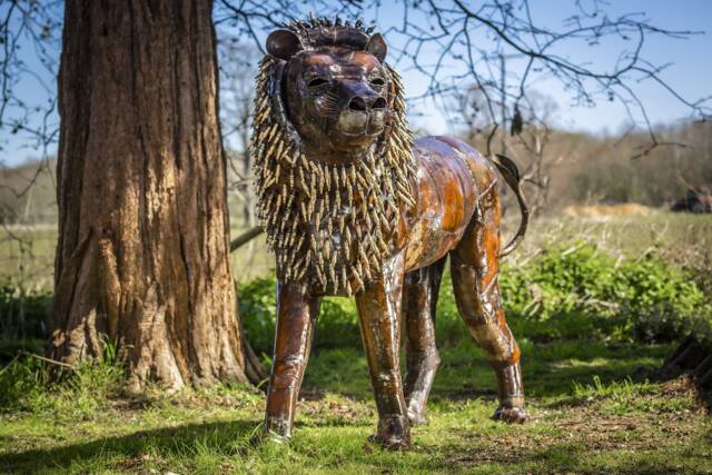 Limited Edition Hand Crafted Recycled Metal Lion - image 1