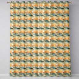 Sunset Sailing Boats Calm Sea Seamless Pattern Readymade Eyelet Ring Top Thermal 100% Blackout Curtains - thumbnail 2