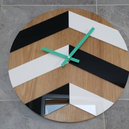 Wall Clock Wood Clock Large Wall Gift Decor Unique Oak Clocks Green Geometric - thumbnail 4