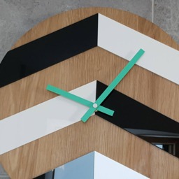Wall Clock Wood Clock Large Wall Gift Decor Unique Oak Clocks Green Geometric - thumbnail 2