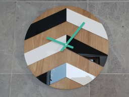 Wall Clock Wood Clock Large Wall Gift Decor Unique Oak Clocks Green Geometric