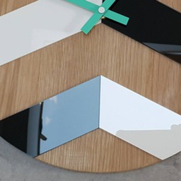 Wall Clock Wood Clock Large Wall Gift Decor Unique Oak Clocks Green Geometric - thumbnail 3