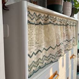 Handmade Crochet Lace Cafe Curtain Rustic Kitchen Valance - thumbnail 2