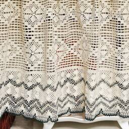 Handmade Crochet Lace Cafe Curtain Rustic Kitchen Valance - thumbnail 3