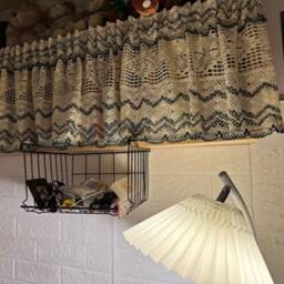 Handmade Crochet Lace Cafe Curtain Rustic Kitchen Valance - thumbnail 4