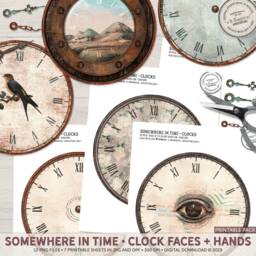 Clock Faces Kit, Steampunk Faces, Printable Diy Clocks, Dark Academia, Junk Journal Sheets, Vintage Ephemera, Digital Collage Scrapbook
