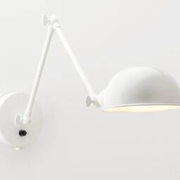 Folke Wall Sconce - White On/Off Switch & Plug-In Option Retro Loft Industrial Minimalist Lamp - thumbnail 2