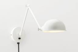 Folke Wall Sconce - White On/Off Switch & Plug-In Option Retro Loft Industrial Minimalist Lamp