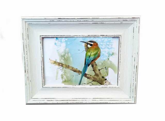 Bee Eater Print 17x12cm - Rustic Frame - Exotic Bird Wall Art, Gift For Wildlife Lovers - image 1