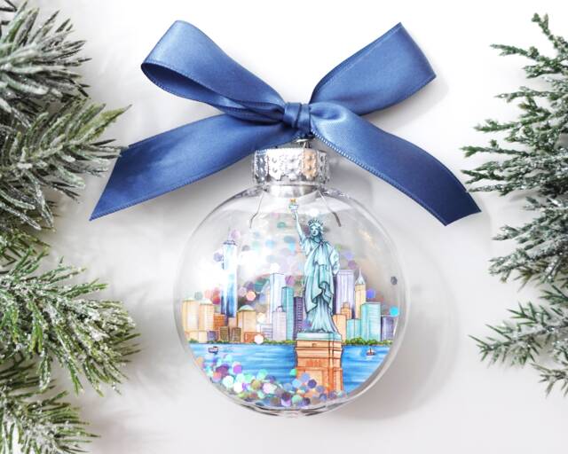 Lady Liberty Nyc Glitter Christmas Ornament/New York City Ornament, in Nyc, Statue Of Souvenir - image 1