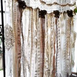 Shabby Chic Lace Curtain Valance Vintage Burlap Rustic Window Treatment - thumbnail 3