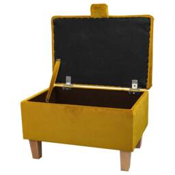 Gold Velvet Handmade Storage Ottoman Footstool - Upholstered Pouffe Toy Box British Bespoke Made - thumbnail 2