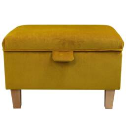 Gold Velvet Handmade Storage Ottoman Footstool - Upholstered Pouffe Toy Box British Bespoke Made - thumbnail 3