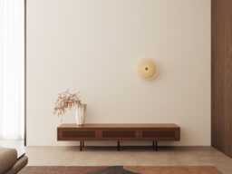 Walnut Lowboard Tv Stand, Mid Century Modern Media Console, Vinyl Storage