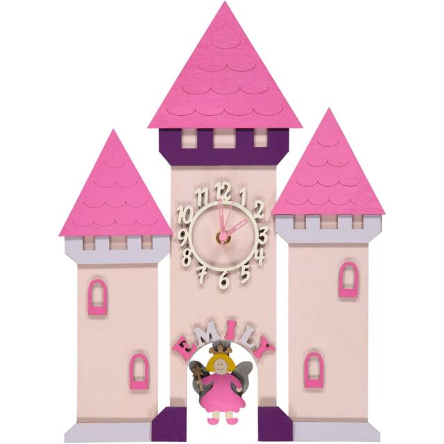 Fairy Castle Personalised Wooden Pendulum Clock - image 1