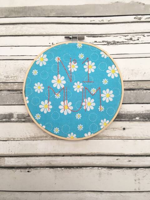 Number 1 Mum Embroidery Hoop Wall Art, Mother's Day Gift, Embroidered Decoration - image 1