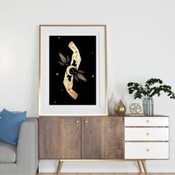 Lunar Print, Magic Hand, Celestial Wall Art, Moon, Witch, Gothic Home Decor, Aesthetic Room, Astrology, Spiritual Prints UK A5, A4 A3 - thumbnail 2