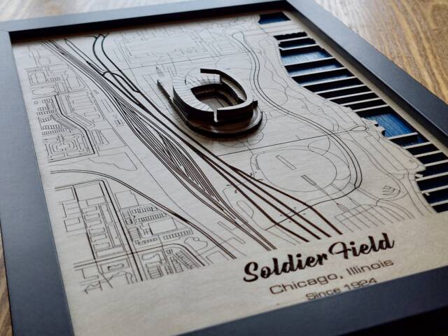 Soldier Field Wall Art Laser Engraved Wood, Chicago Bears Gift - image 1