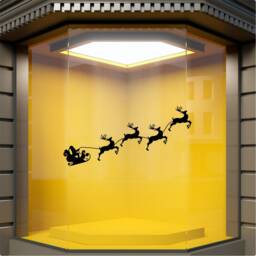 Sleigh Window Sticker Christmas Shop Display Xmas Home Decoration Reindeer Decal - thumbnail 2