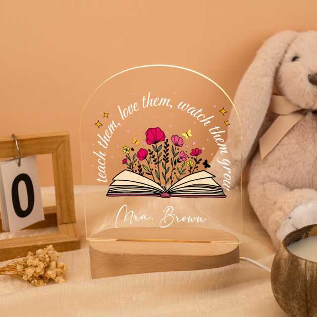 Thank You Teacher Gift For Classroom Led Night Light, Teacher Appreciation Gift, Teacher Name Desk Lamp, Teacher Decor - image 1